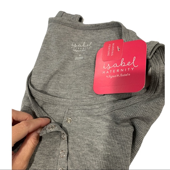 Built-in nursing functionality gray rib basic top - Picture 1 of 7